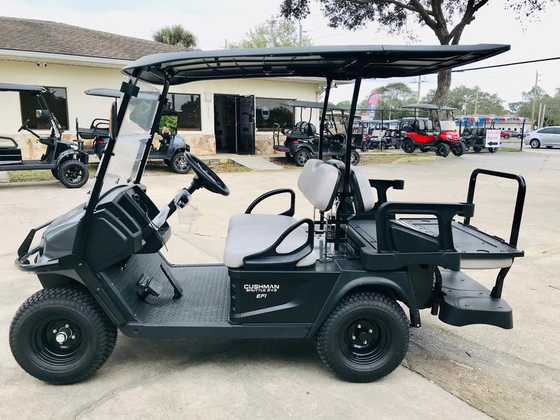 Rear seating and cargo area of 2024 Cushman Shuttle 2+2 Gas at Belle Meade Country Club.
