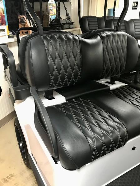 Seats of 2024 E-Z-GO Freedom RXV ELiTE Lithium Bright White in Charlotte North Carolina