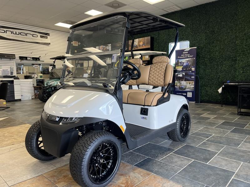 Side view of 2024 E-Z-GO Freedom RXV ELiTE Lithium Bright White in Orlando Florida