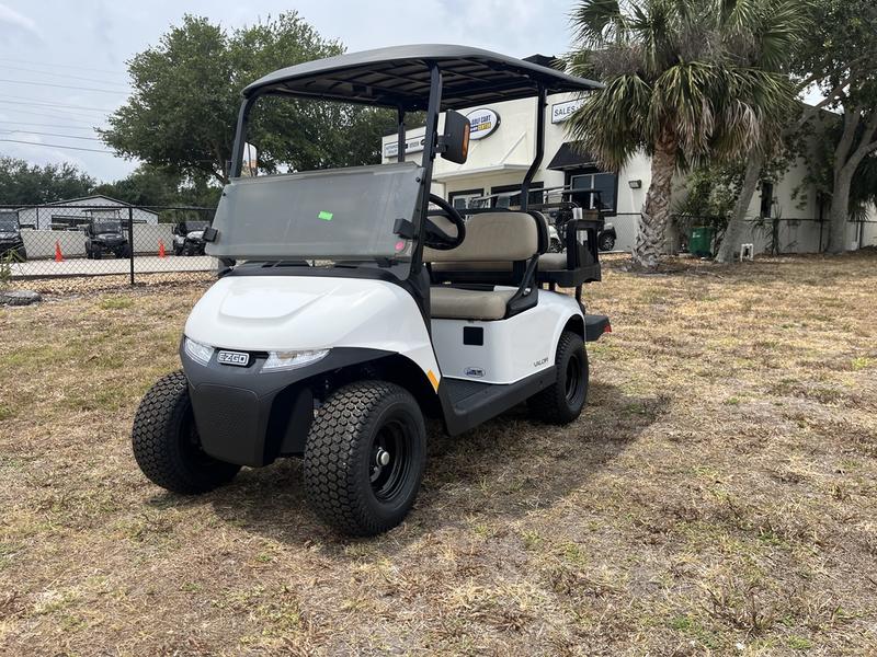 Side profile of 2024 E-Z-GO Valor EX1 Gas Bright White golf cart in Cincinnati Ohio