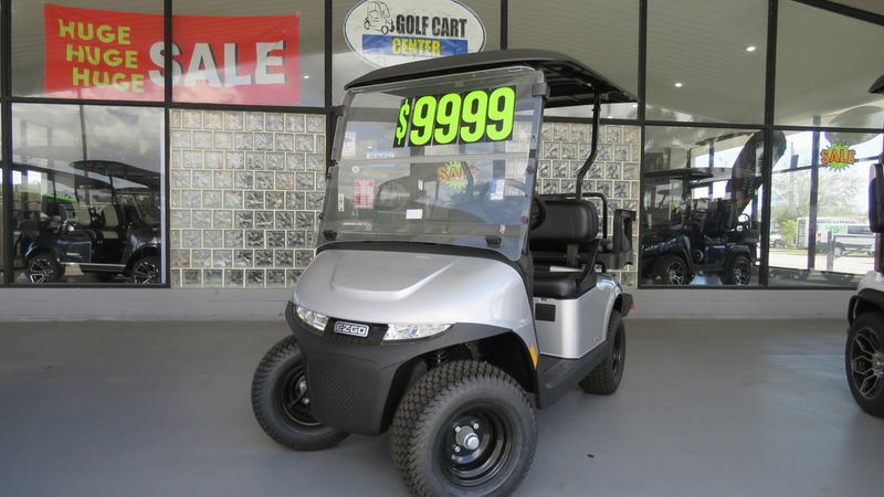 Side view of 2024 E-Z-GO Valor EX1 Gas Platinum golf cart in Ann Arbor Michigan