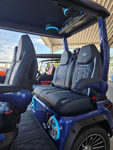 Dashboard of 2025 Evolution D-Max GT4 Blue golf cart available in Illinois with nationwide delivery and export options