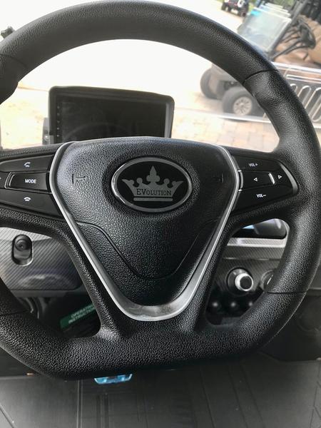Dashboard and controls of 2025 Evolution D-Max GT4 Blue golf cart with export and nationwide delivery available in Florida