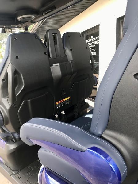 Rear cargo and utility section of 2025 Evolution D-Max GT4 Blue golf cart available in Florida with export and nationwide delivery