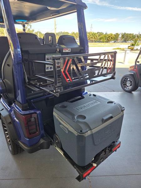 Rear view of 2025 Evolution D-Max GT4 Blue golf cart available in Illinois with nationwide and export delivery