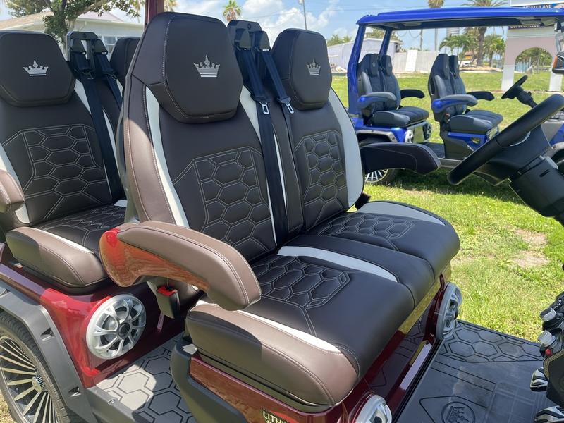 Rear view of 2025 Evolution D-Max GT4 Red golf cart available in Virginia with nationwide delivery and export options