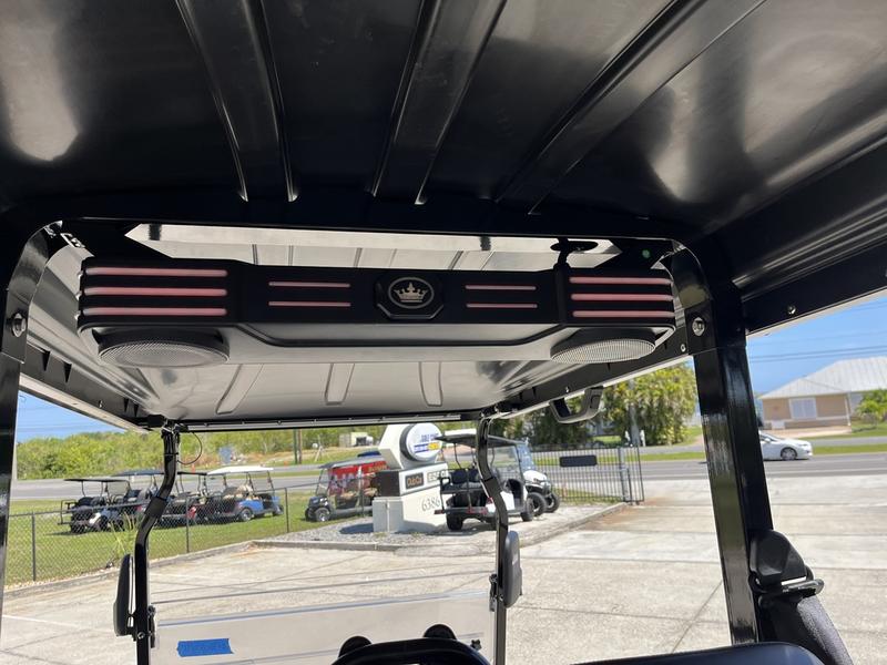 LED soundbar lighting and audio system of 2025 Evolution D5-Ranger 2+2 black golf cart available in Florida with nationwide delivery