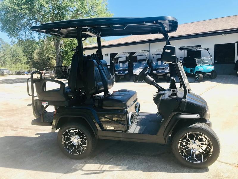 Side profile of 2025 Evolution D5-Ranger 2+2 Plus Black golf cart available in Ohio with nationwide delivery and export