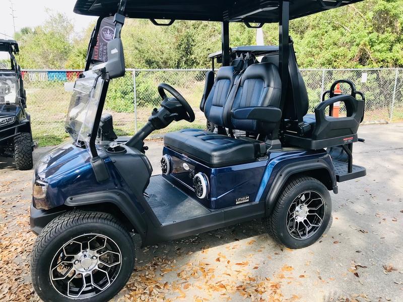 Dashboard interior of 2025 Evolution D5-Ranger 2+2 Plus Blue golf cart available in California, nationwide delivery, and export