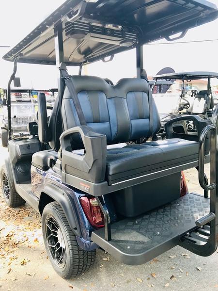 Rear design of 2025 Evolution D5-Ranger 2+2 Plus Blue golf cart available in California with nationwide delivery and export options
