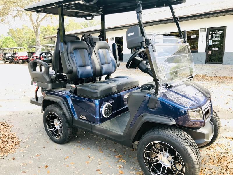 Side profile of 2025 Evolution D5-Ranger 2+2 Plus Blue golf cart available in California with nationwide delivery and export