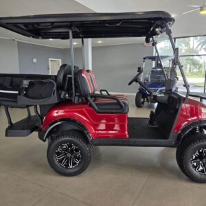 Lifted suspension and tires of 2025 Star EV CP-2+2 Lifted at McCormick Ranch.