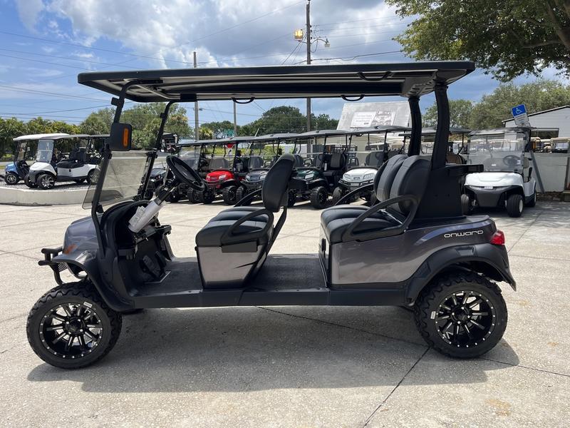 Four-passenger premium seating inside 2025 Club Car Onward 4 Forward Gas Alabama