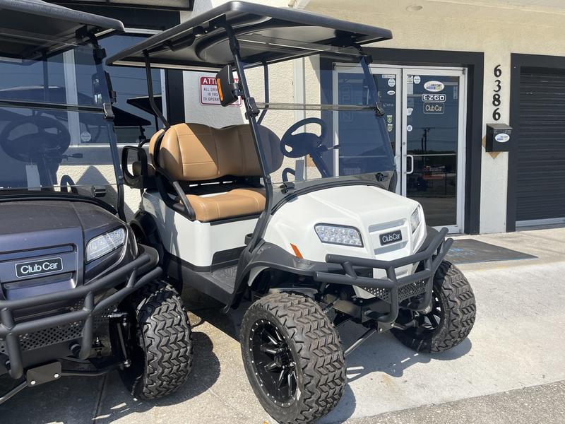 Side view of 2025 Club Car Onward Lifted 4 Passenger XR Lithium golf cart in Philadelphia Pennsylvania