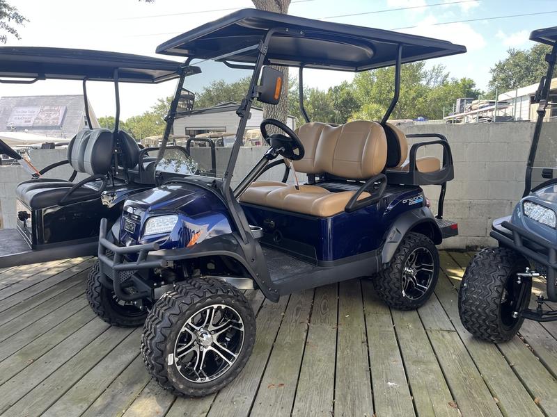 Side view of 2025 Club Car Onward Lifted 4 Passenger XR Lithium golf cart in Savannah Georgia