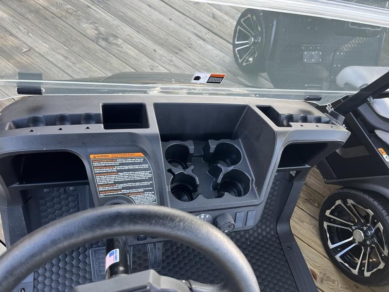 Interior seats of 2025 E-Z-GO Freedom RXV ELiTE Lithium Black in Charlotte North Carolina