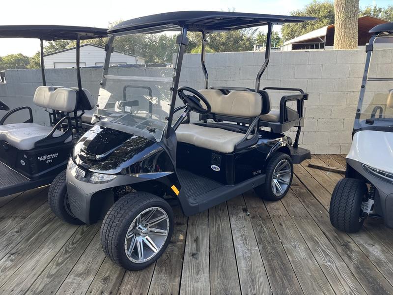 Side view of 2025 E-Z-GO Freedom RXV ELiTE Lithium Black in Charlotte North Carolina