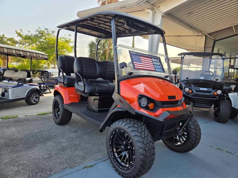 Side profile of 2025 E-Z-GO Liberty ELiTE Lithium Solar Flare in Charlotte North Carolina