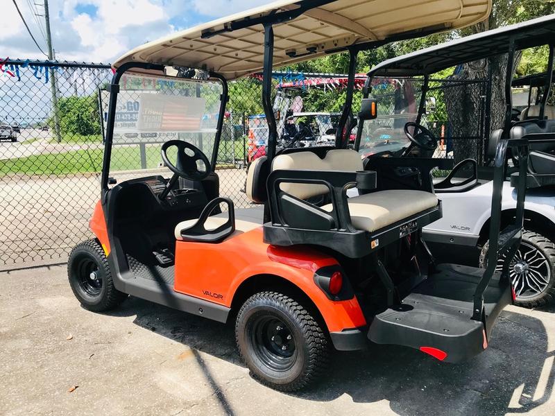 Interior and seats of 2025 E-Z-GO Valor Gas Solar Flare in Jacksonville Florida