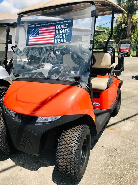 Side profile of 2025 E-Z-GO Valor Gas Solar Flare in Jacksonville Florida