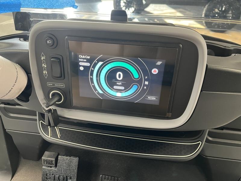 Dashboard and digital display on the 2026 Club Car Onward 4 Passenger XR Lithium golf cart