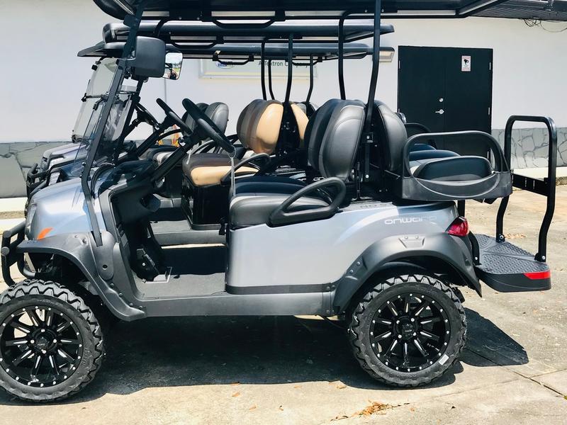 Four-passenger luxury seating in 2026 Club Car Onward Lifted Gas golf cart