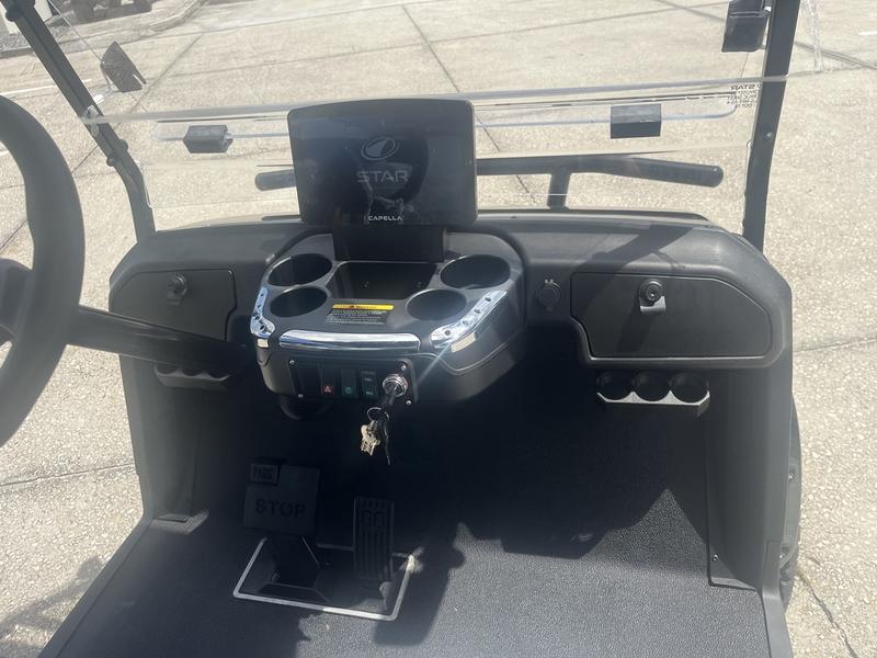 Dashboard and controls of 2026 Star EV Capella 2+2 Lifted in Palm Beach, Florida.