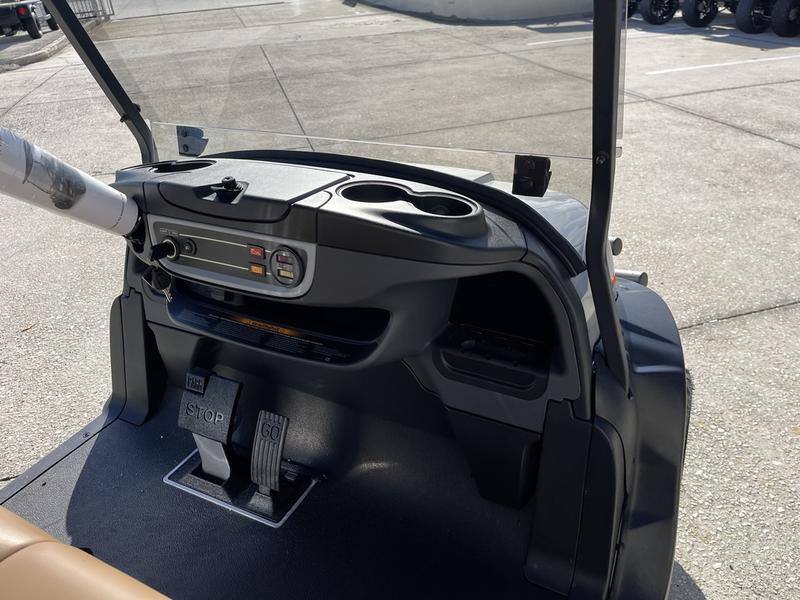 Dashboard and controls of 2026 Club Car Onward Lifted 4 Passenger Gas grey Texas
