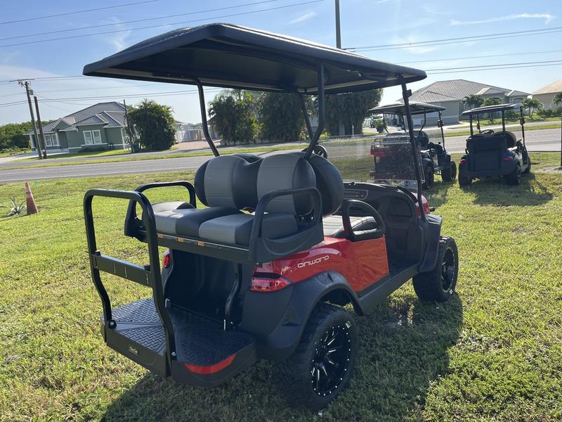 Street legal mirrors and lights on 2026 Club Car Onward Lifted 4 Passenger Gas red California