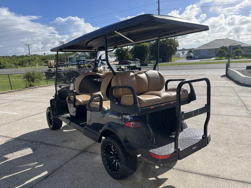 Front LED headlights on 2026 Club Car Onward Lifted 6 Passenger Gas blue golf cart in Michigan