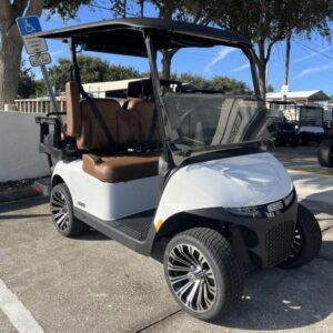 Side view of 2026 E-Z-GO Freedom RXV ELiTE Lithium Bright White in Charleston South Carolina