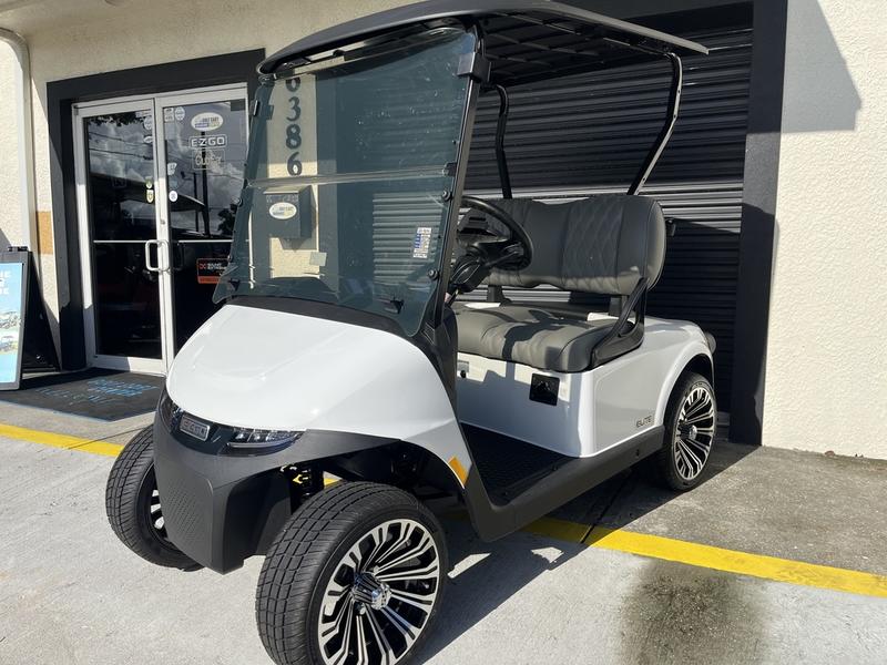 Side view of 2026 E-Z-GO RXV 2 Freedom ELiTE Lithium Bright White in Philadelphia Pennsylvania
