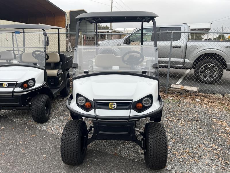 Front view of the 2025 Cushman Hauler 1200X Gas parked at Sea Pines Resort in Hilton Head Island, South Carolina.