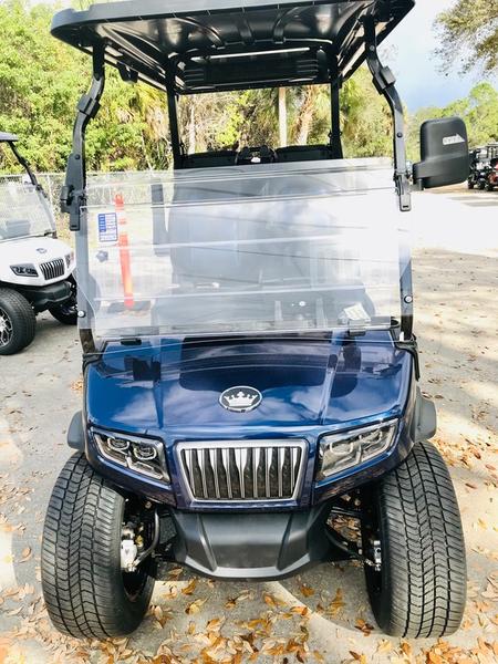 Street legal 2025 Evolution D5-Ranger 2+2 Plus Blue electric golf cart for sale in California, nationwide delivery, and export
