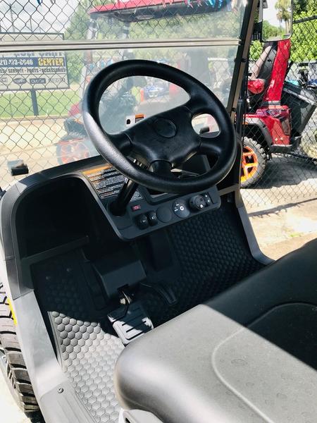 Dashboard controls and steering wheel view of 2024 E-Z-GO Valor EX1 Gas Platinum in Virginia Beach Virginia