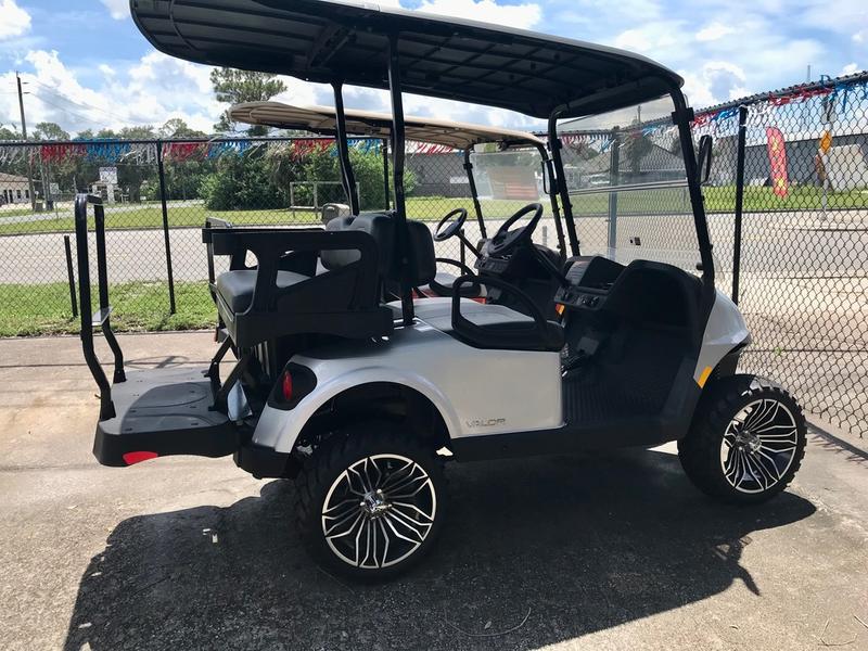 Rear cargo space of 2024 E-Z-GO Valor EX1 Gas Platinum in Virginia Beach VA showcasing storage design